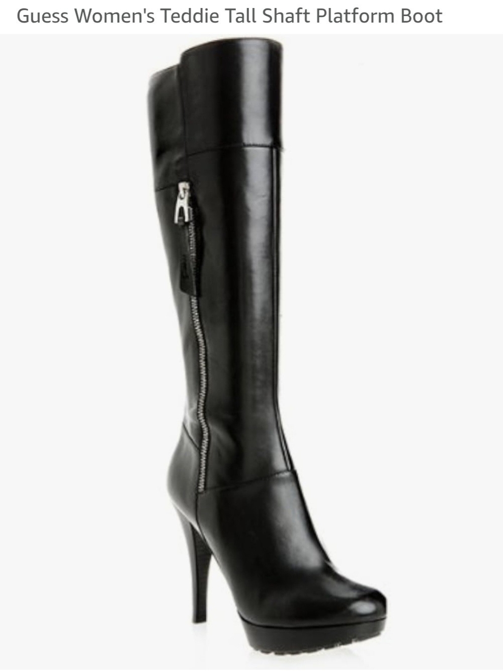 Guess Women's Teddie Tall Shaft Platform Boot Black Vintage Y2K - 8.5